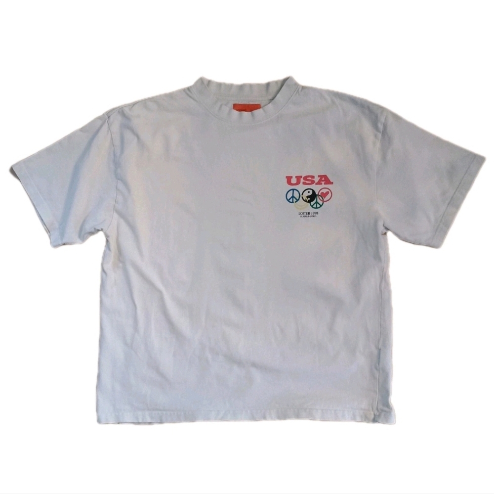 Loiter "Olympics" Tee Men's L Streetwear Tribute 1998 Summer Games White T Shirt